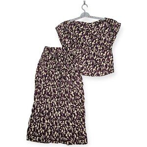 Velvet by Graham & Spencer Malbec Satin Devi Top & Juno Skirt Set S NWT